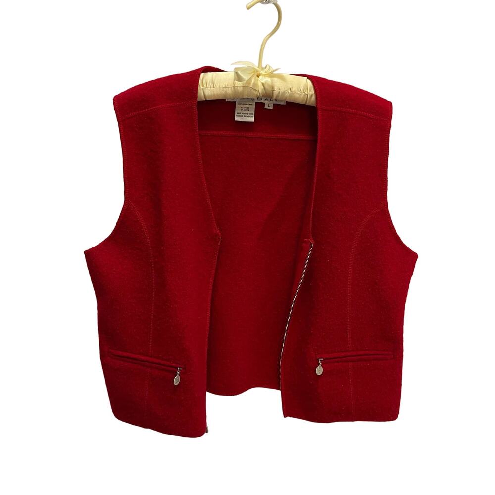 Bernardo Essentials 100% Wool Red Size Large Zipper Vest